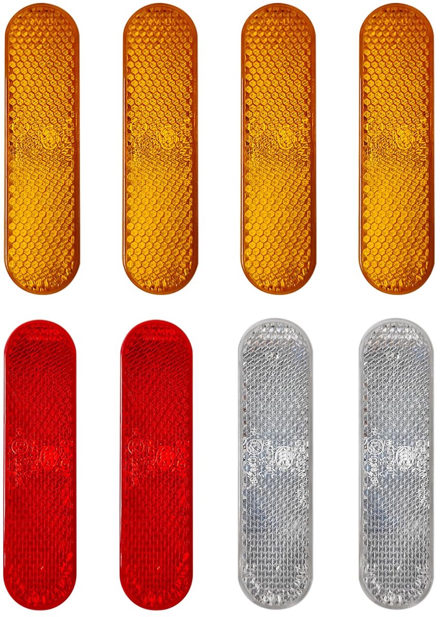 Pakket van 8 reflecterende accessoires voor vrachtwagens, motoraccessoires, aanhangerreflectoren, achterreflectoren, perfect voor verschillende automodellen (geel, rood, wit)
