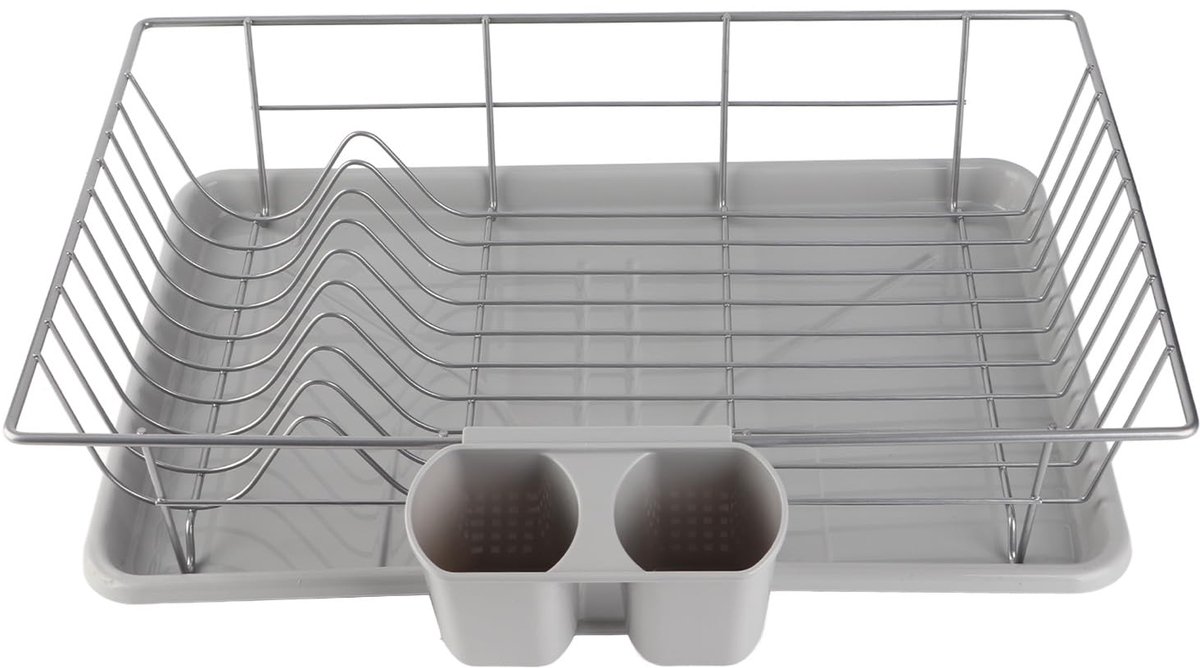 Metalen afdruiprek Afdruiprek Afdruiprek met bestekmand en afdruiprek, bestekhouder, mand voor keuken, bord en 48 x 30 x 11 cm