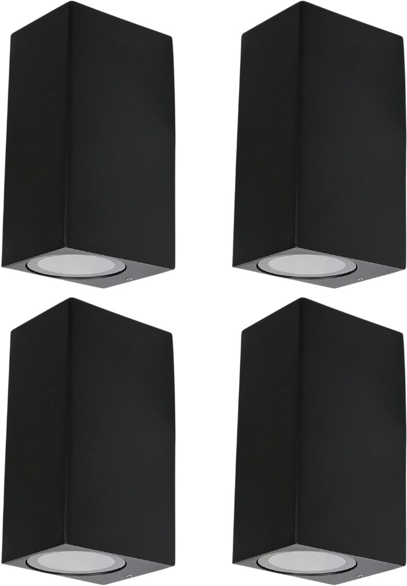 Wandlamp - Up en Down verlichting - Binnen en buiten - GU10 - Zwart - 4 Stuks