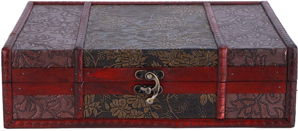 Decoratieve schatkist Vintage houten opbergdoos Multifunctioneel voor sieraden Boeken Kaarten Collectie Cadeaus Gouden Druiven