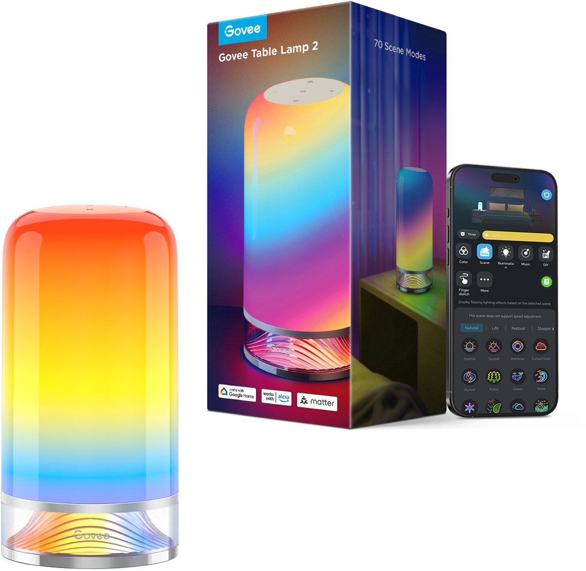 Govee slimme tafellamp Matter RGBIC 22 cm - 60+ lichtscènes thumbnail 3