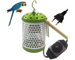 Hangende vogelkooiverwarming - Infrarood keramische warmtelamp voor huisdieren - Anti-verbrandingswarmtelamp voor reptielen - Met anti-bijt ijzeren buis - 50W - Geschikt voor papegaaien, kanaries, vinken en kleine huisdieren - Groen, wit