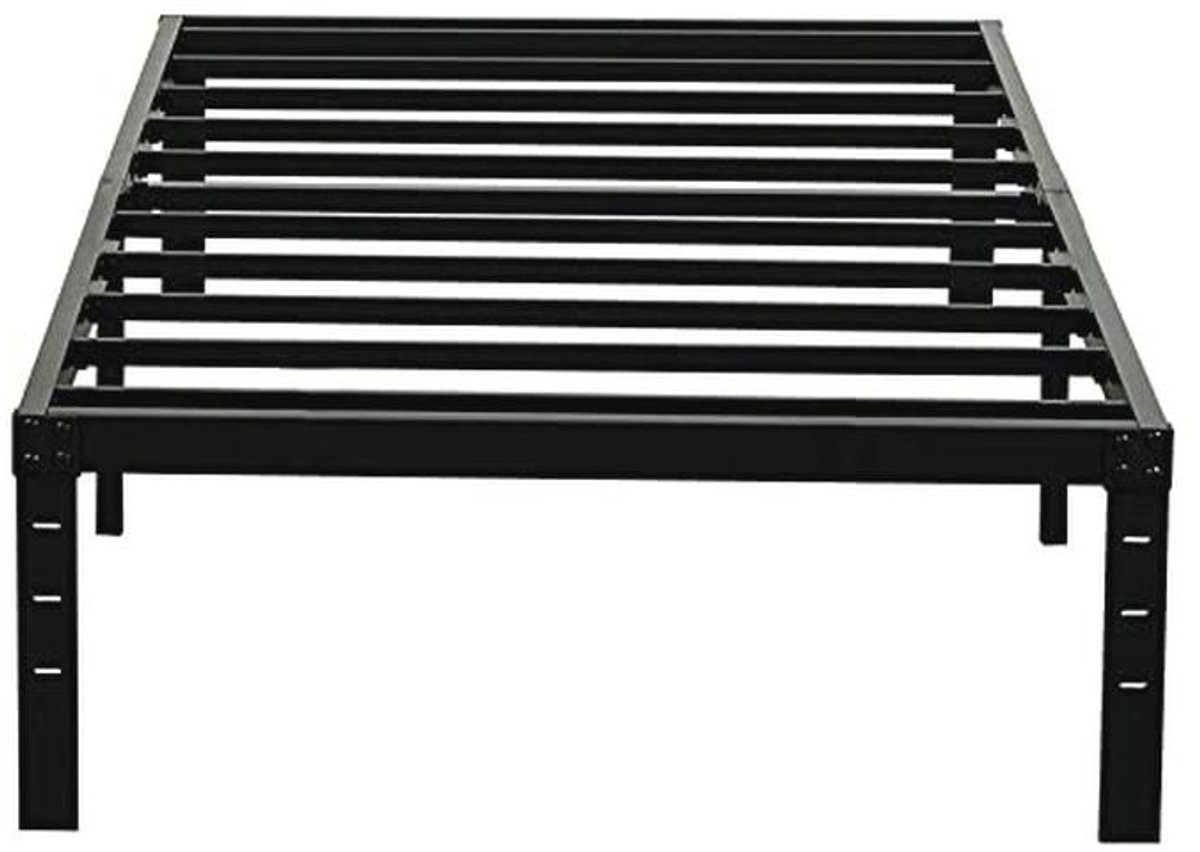 Robuust metalen eenpersoonsbedframe met stalen latten, ideaal voor elk matras