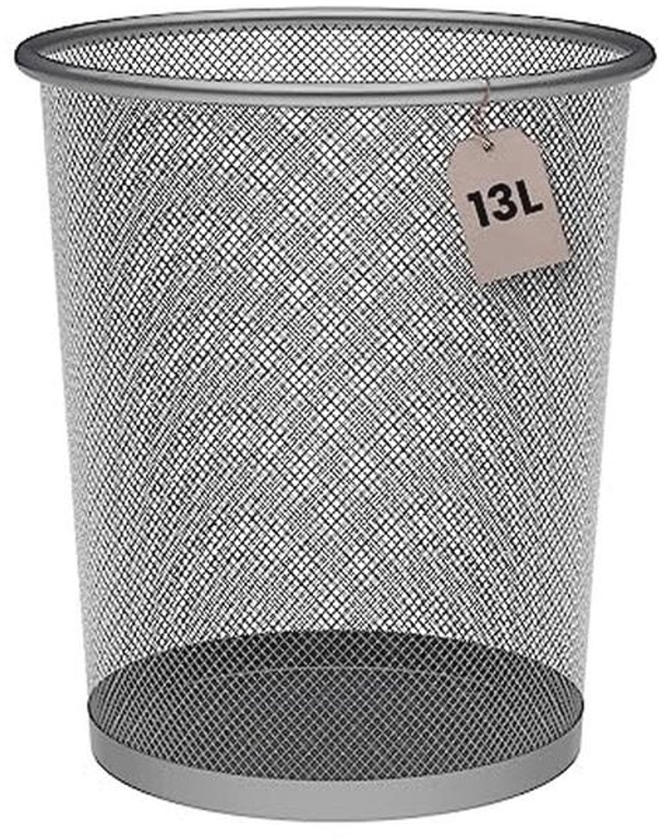 Ronde metalen prullenbak 13 liter - Ideaal voor kantoor, badkamer en keuken