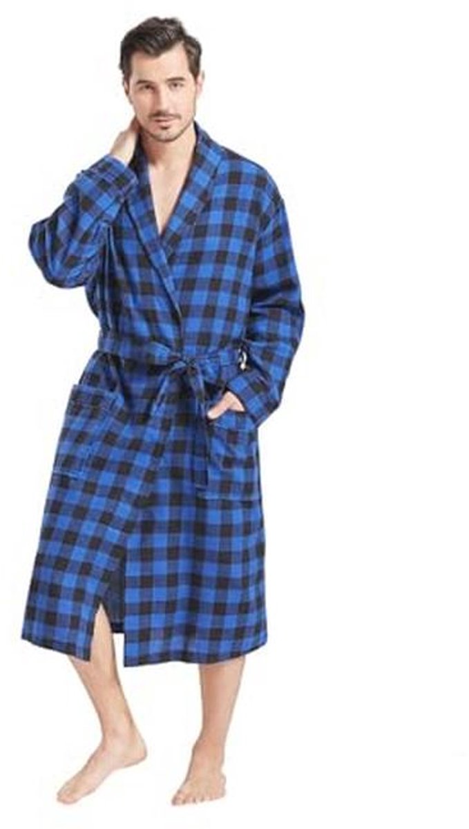 Lichte Heren Robe met Buffalo Ruit Patroon - Comfortabele Katoenen Loungewear