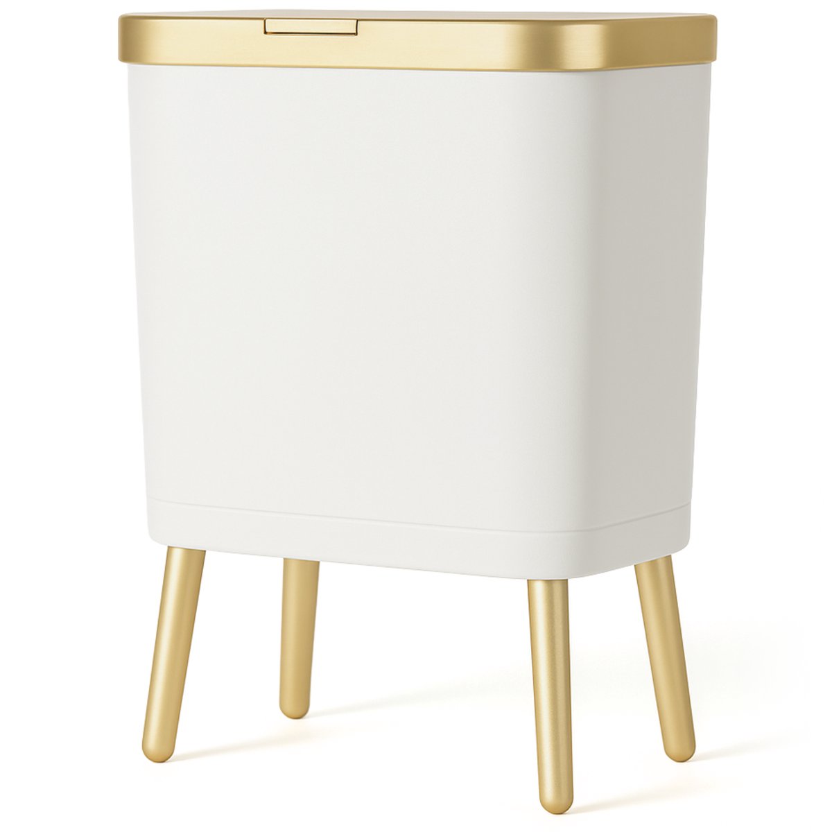 High Aspect Prullenbak op pootjes - Wit & Goud 15L - Design - Afalbak - Afvalemmer / Prullenbakken/ Afvalemmers