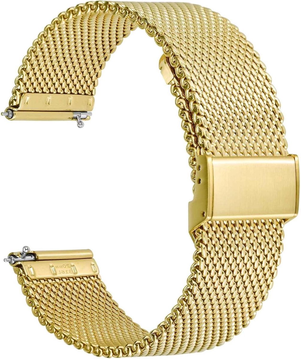 Nordivar - Roestvrijstalen geweven mesh horlogebandje voor dames en heren - 16 mm, 18 mm, 20 mm, 22 mm breedte