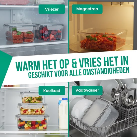 Strex Contenants pour aliments Boîtes de conservation - Contenants pour Prep de repas - Contenants en plastique pour congélateur - Avec couvercle - Ensemble de 18 pièces - Contenants pour micro-ondes sans BPA