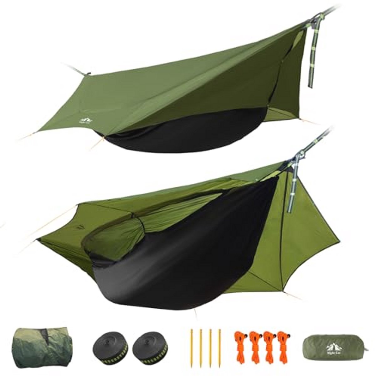 Draagbare Hangmat met Muggennet en Waterdichte Bescherming voor 1 Persoon - Perfect voor Wandelen en Reizen