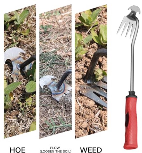 Handonkruidverwijderaar met handvat - tuinieren - handonkruidverwijderaar - voegschraper - rubberen handvat - 4 tanden van TalenTools — afbeelding 3