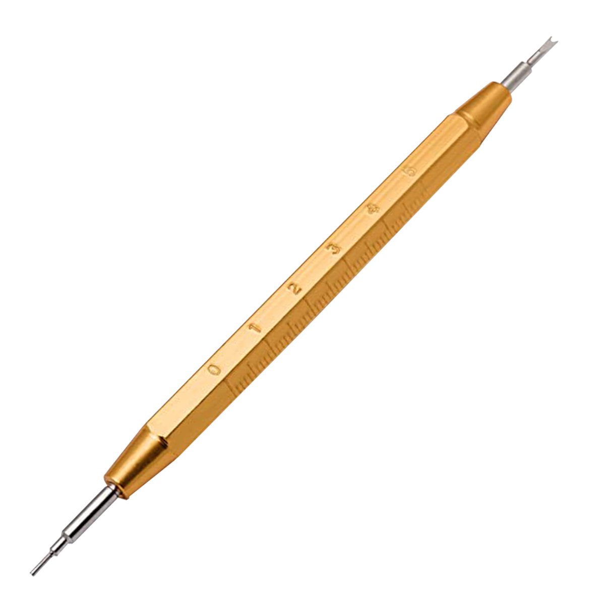 Gigicial Gereedschap voor het verwijderen van veerhendels - Multifunctionele horlogewijzer - met geïntegreerde liniaal en vervangbaar mes - 1 stuk - Universeel goud