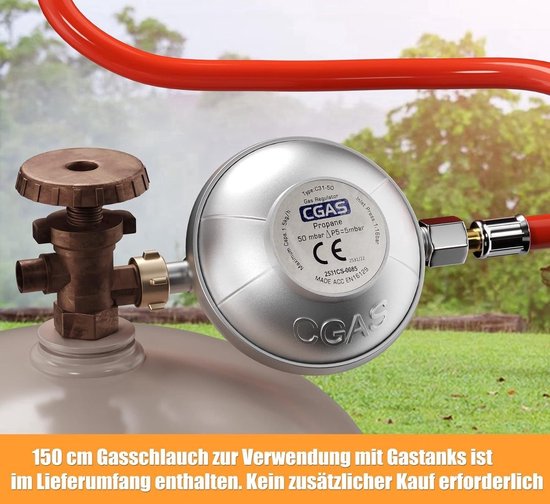 Borvat® Gasstel 3 Pits - Compact kooktoestel voor - Krachtige gaskookplaat - Ruimtebesparend ontwerp-incl. 1.5 m Gasslang en drukregelaar - drukregelaar 50 mbar-Wit van Merkloos — afbeelding 2