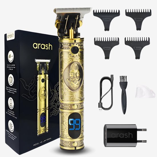 arash® Professionele Tondeuse Mannen - Premium Draadloze Haar- en Baardtrimmer - Innovatief, Stil & Krachtig - Geavanceerd Design - Compleet met Oplaadblok & 5 Opzetstukken
