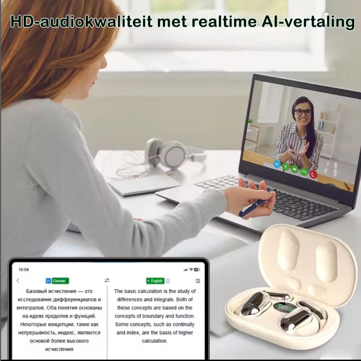 3-in-1 Draadloze Vertaal Oordopjes met Bluetooth 5.3 thumbnail 5