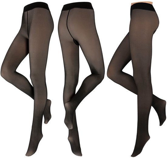 Collant Polaire Heat Essentials - Zwart Nude - Taille L/XL - Collant Thermo Couleur Peau - Anti Échelle - Legging Polaire Femme