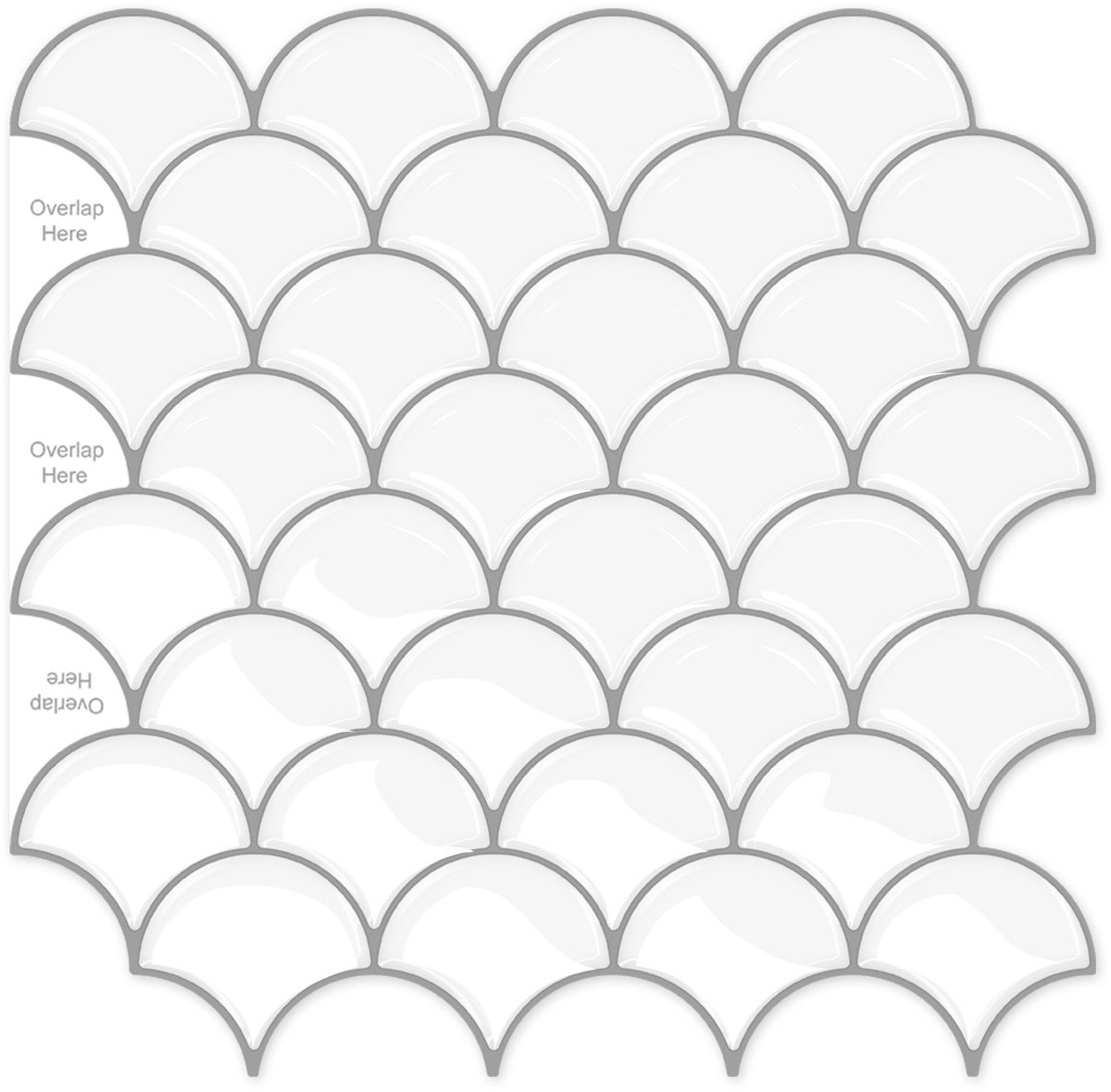 24Supply Plaktegels - 10 Stuks - Glans - Schelp - Wit - 30.5x30.5cm