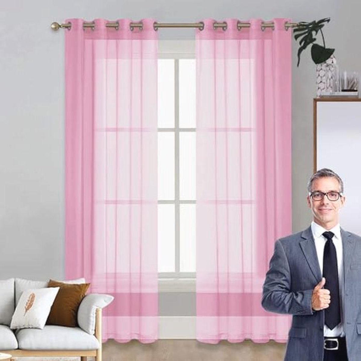 Blackout Curtains 125 x 95 cm in Many Colors and Sizes, No Drilling Door Curtain or Window Curtain for Bedroom and Living Room, Pink