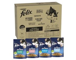 Purina Felix Leckerlis Wet Food for Cats with Tuna, Salmon, Cod, 80 Bags of 85 g