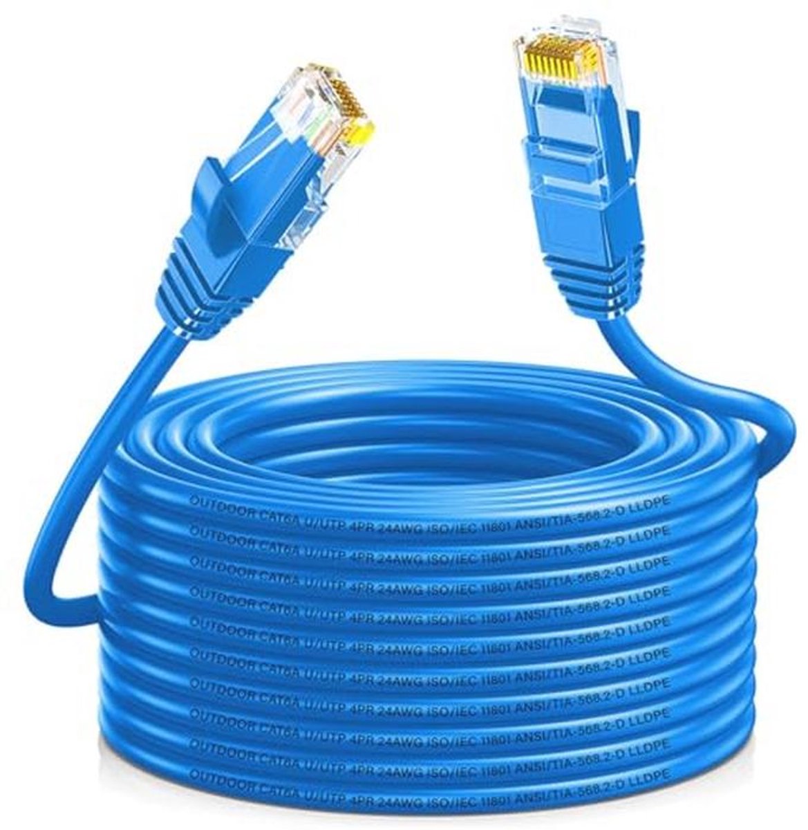 Qiuean Cat6A LAN-kabel, 30 meter, professionele outdoor LLDPE netwerkkabel, 10 Gbps, buiten, waterdicht, directe begrafenis, ethernetkabel, 24 AWG UTP CCA hogesnelheids-internetkabel (30 m)