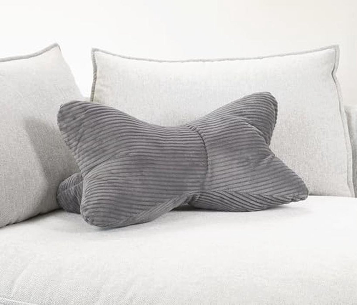 Leesbotten XXL corduroy grijs nekkussen botkussen nekrol leeskussen Öko-Tex 100 gecertificeerd en wasbaar op 60 °C - kussen voor nek, knie of buik om te lezen of te relaxen - ca. 60x30x30 cm