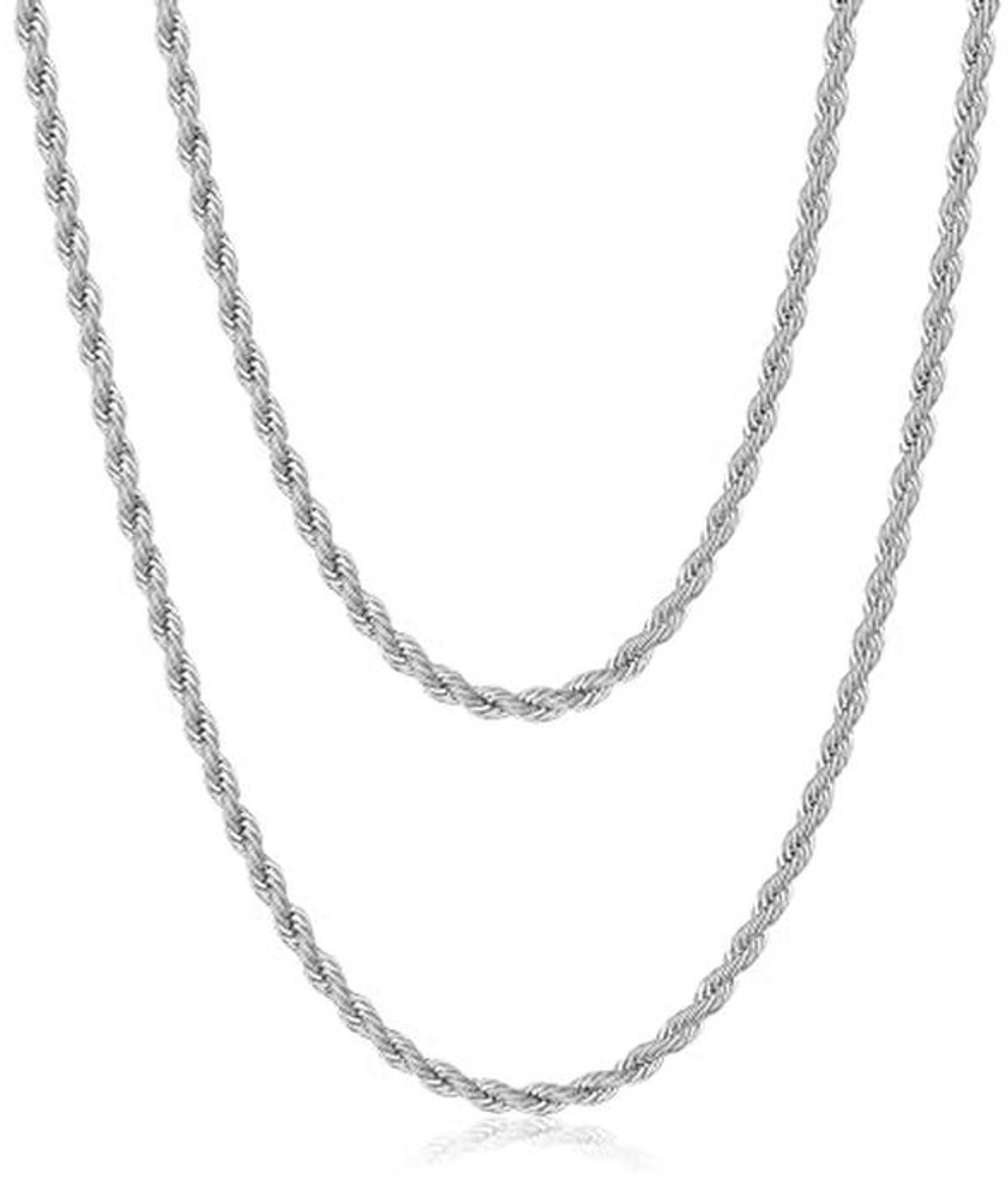 Heren ketting van roestvrij staal - gedraaid zilver collier 2-2,5-3-4 mm breed, 45-50-55-60-70 cm