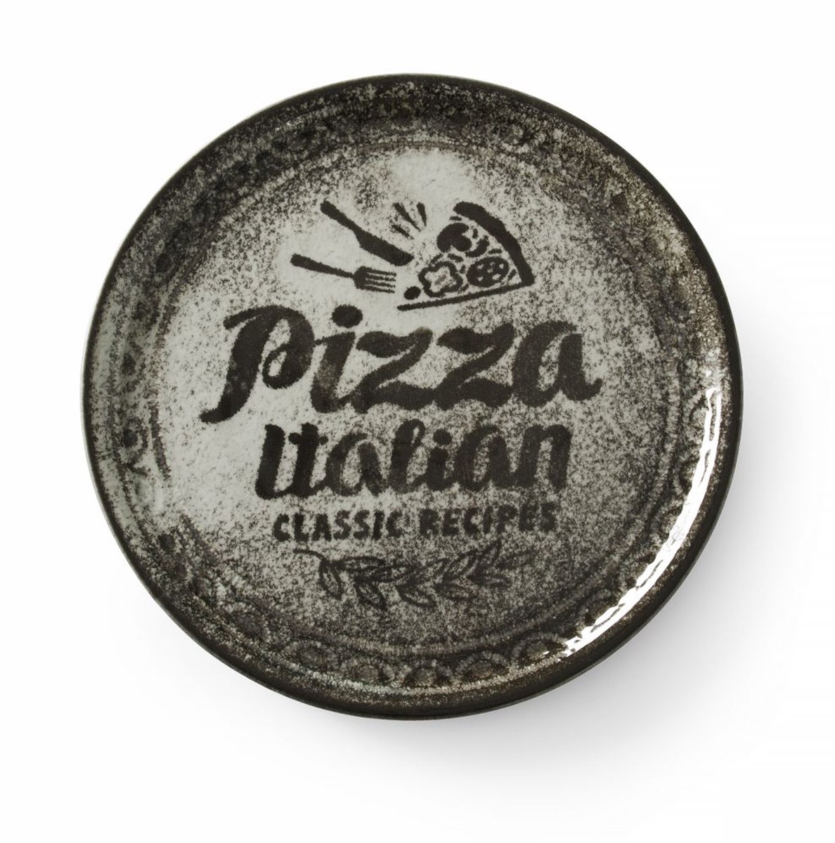 HENDI Pizzabord – Geglazuurd porselein – Zwart – Ø 310 mm – Vaatwasmachinebestendig