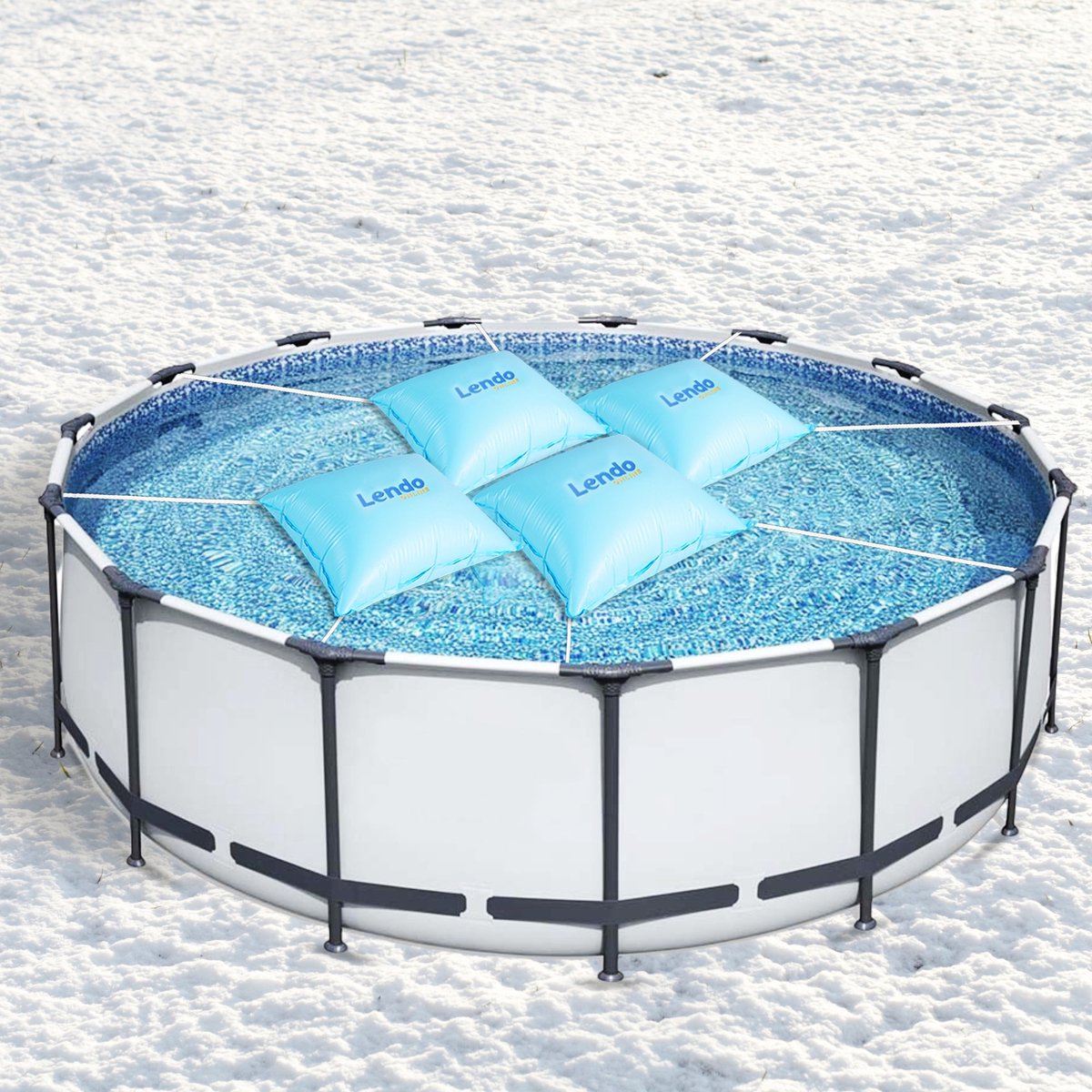 Lendo Online winterkussen voor zwembad afdekking zwembadkussen kussen voor zwembad luchtballon voor afdekzeil PVC 4 stuks Blauw
