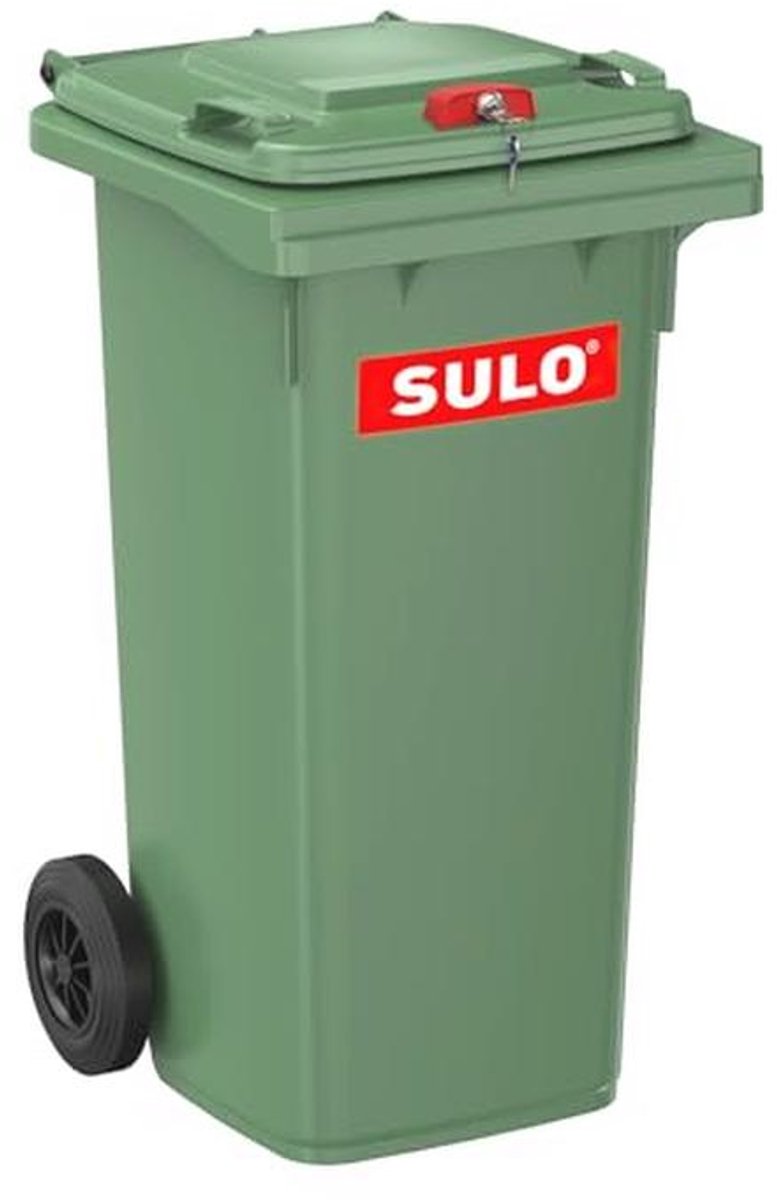 Afvalcontainer 120 liter met slot - groen - Geschikt voor DIN-collecties - UV-bestendig en gemakkelijk te reinigen