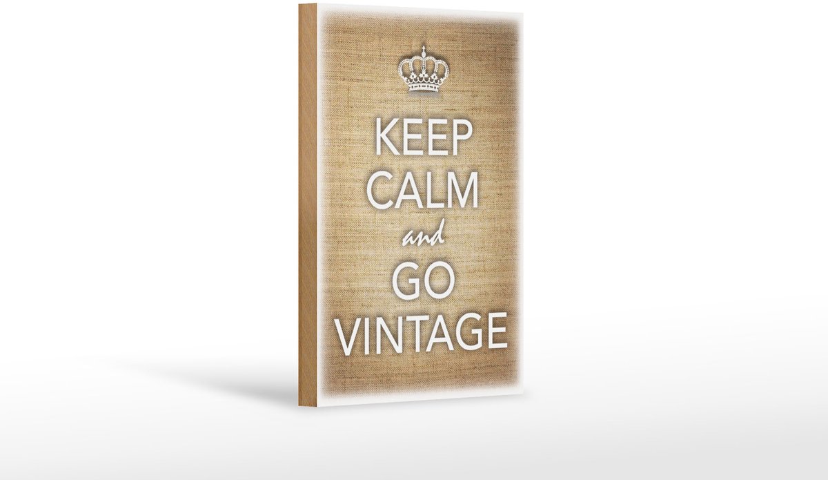 Holzschild Spruch 12x18cm Keep Calm and go vintage