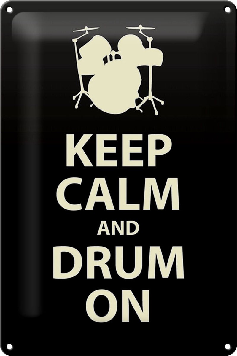 Blechschild Spruch 20x30cm Keep calm and drum on