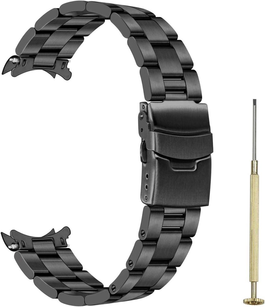 Nordivar - Roestvrijstalen horlogeband 20mm 22mm met gebogen uiteinden en solid opvouwbare gesp voor heren en dames.