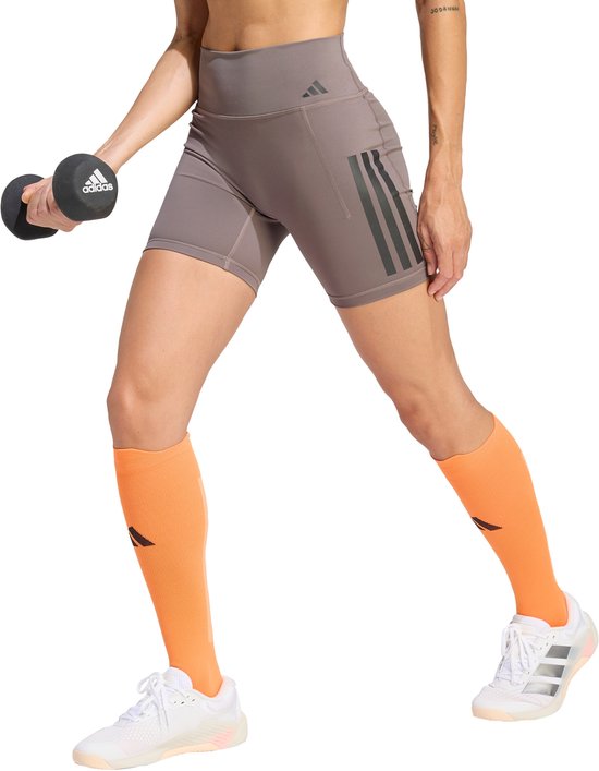 adidas Performance Legging d’entraînement court Optime à 3 bandes - Femmes - Marron - M 15 CM