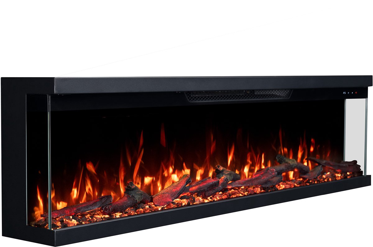 Lumea Fires Trivaro 42" inch – Elektrische inbouw sfeerhaard – Haard met Verwarming – Sfeerhaard Elektrisch geschikt voor Cinewall – 3 Zijdige Sfeerhaarden – Elektrische Kachel Sfeerhaard – Bedienbaar via Bluetooth app of afstandsbediening – 107cm