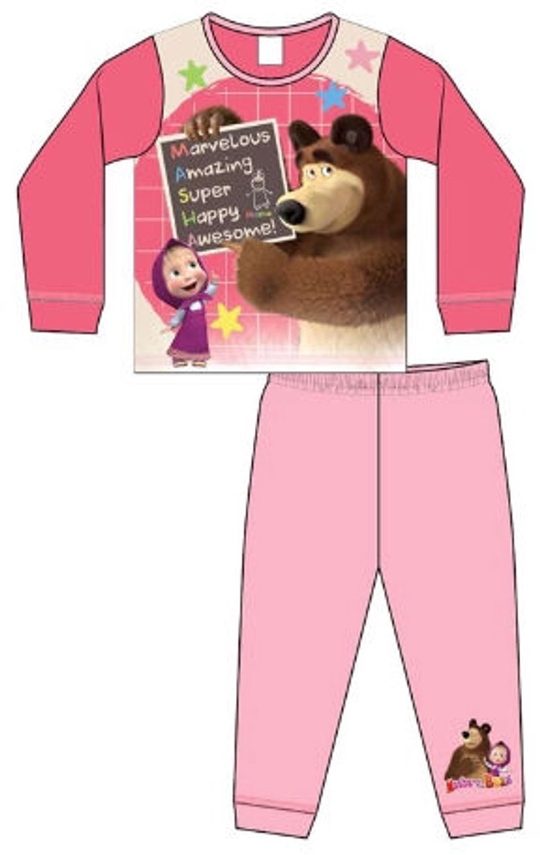 Masha en de Beer pyjama - Roze - Meisjespyjama - Katoen