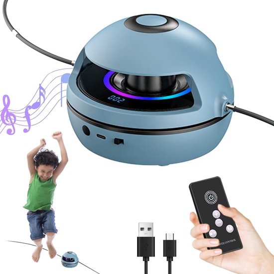 Elektrisch Springtouw - Springtouw - Voor Volwassenen & Kinderen - Bluetooth & Muziek - met Teller - Oplaadbaar - 1-10 Snelheden - Antislip onderkant - Blauw