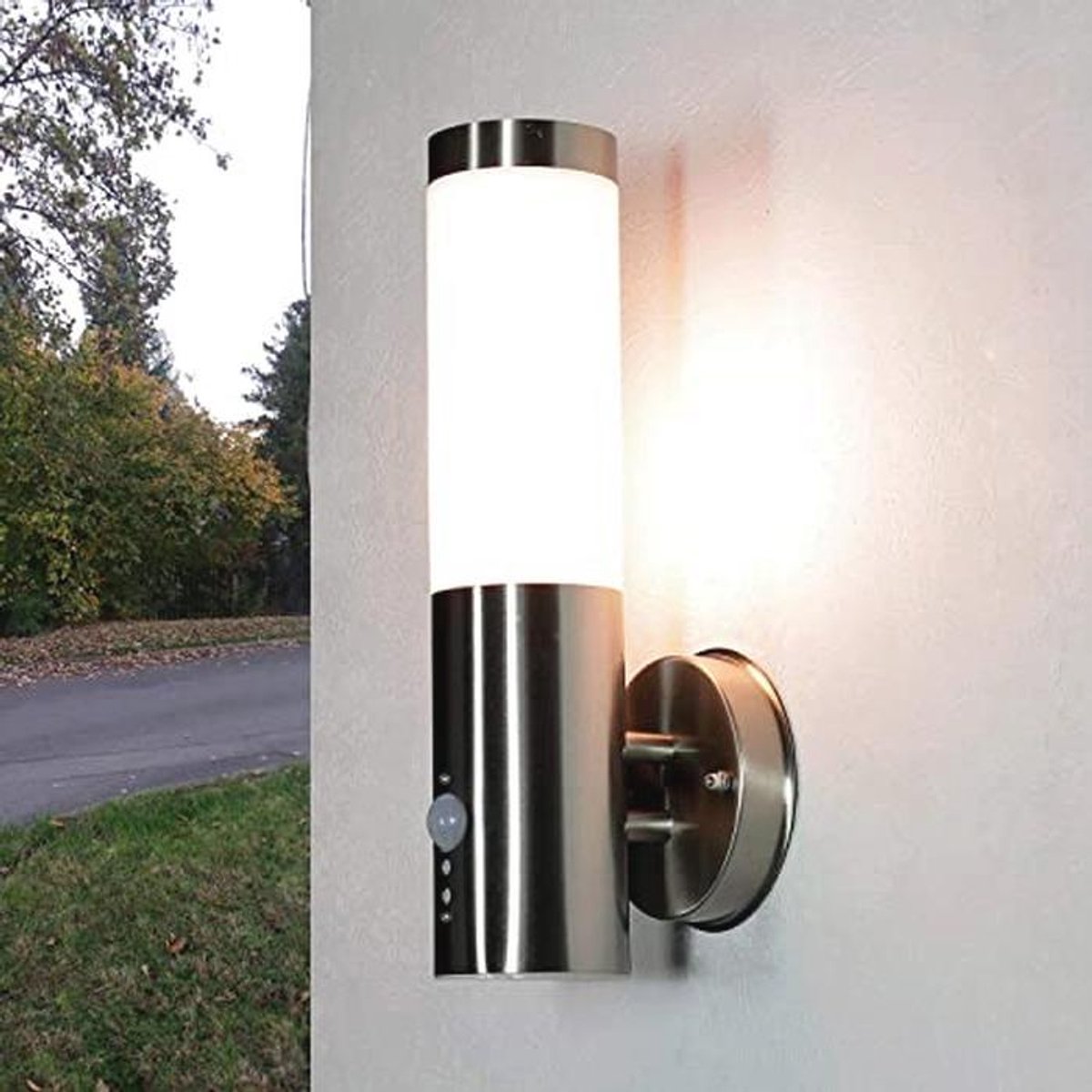 Moderne Buitenwandlamp met Bewegingsmelder - Roestvrij Staal, IP44, Energiezuinig en Weerbestendig