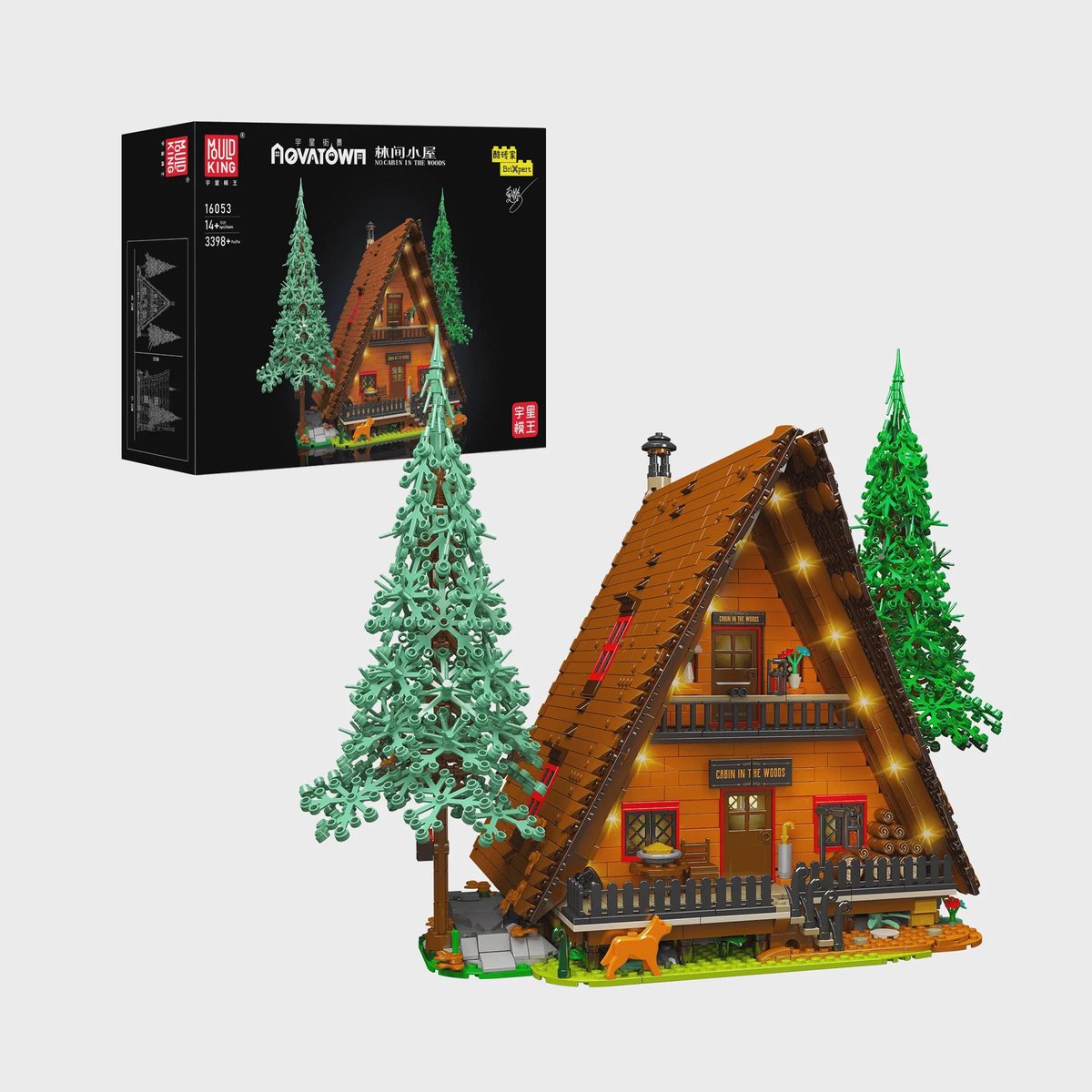 Mouldking 16053 - Kerst Boshut - Huis - Bouwset - incl LED - 3398 onderdelen - past op lego