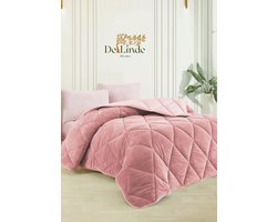 Dekbed zonder overtrek - Roze - 200x200 cm - Tweepersoons - 2 in 1 Dekbed - Teddy - Zacht & Hypoallergeen - 4 Seizoenen - Dubbelzijdig - Wasbaar - Ultra Soft - De Linde Home