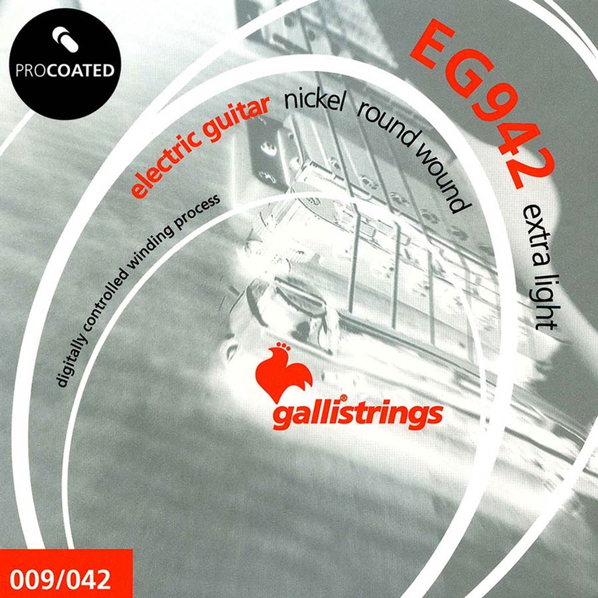 Snarenset elektrische gitaar - Galli EG-0942 - ProCoated nikkel - Roundwound - 09-42 - Extra Light