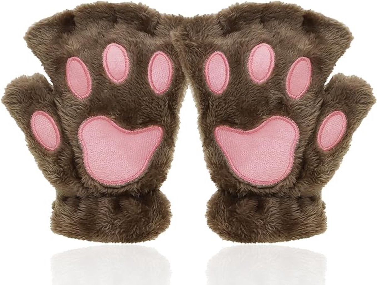 Schattige kattenbont wanten vrouwen winterhandschoenen voor vrouwen