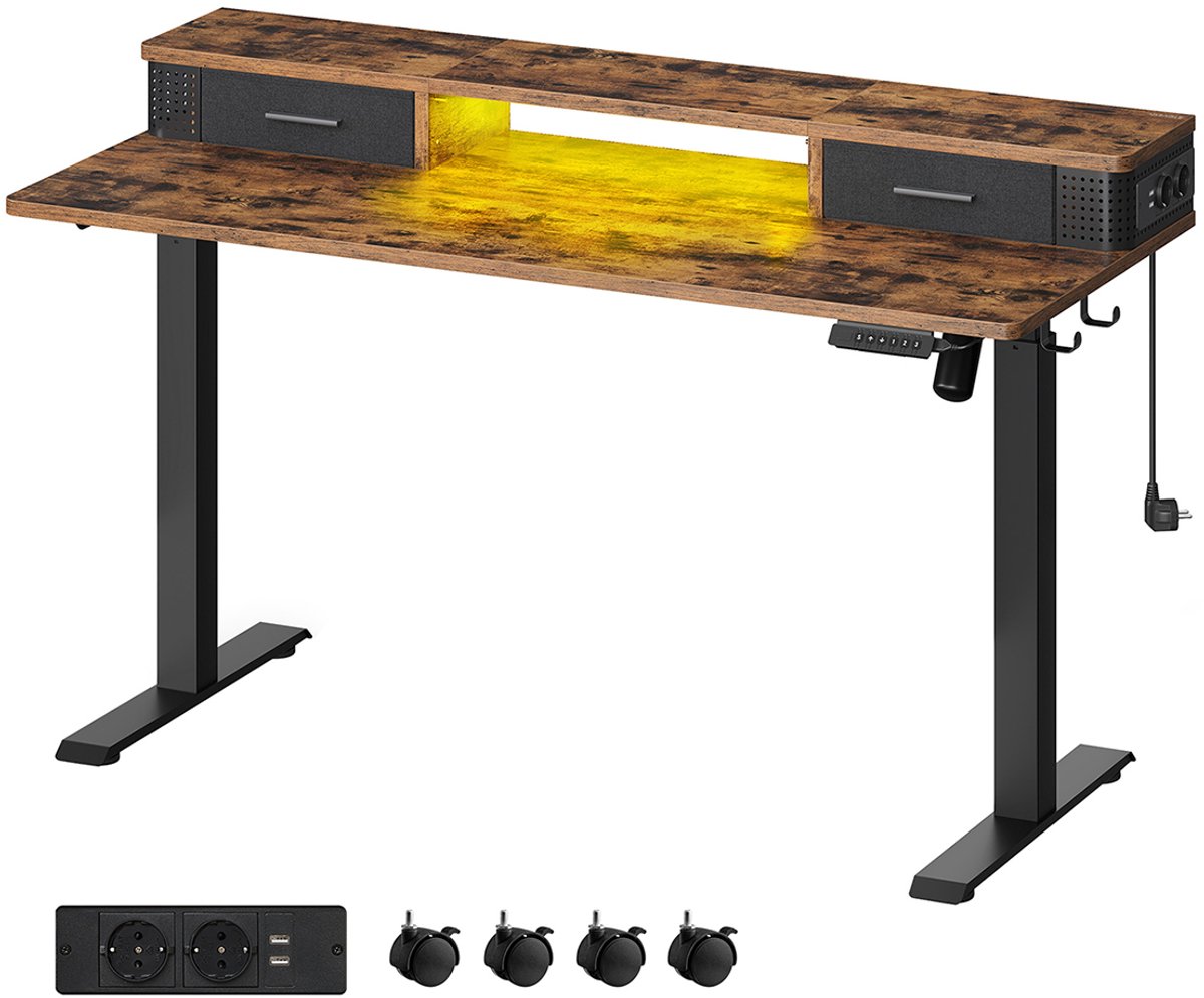 Bureau – Elektrisch – In hoogte verstelbaar – Vintage bruin