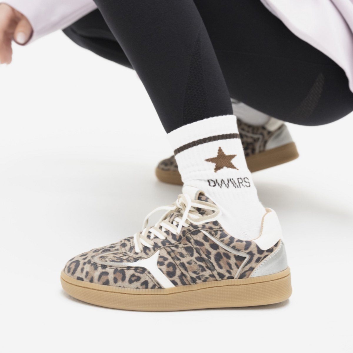 DWRS® Dames Sneakers - Beige - 80% Leer - Maat 36