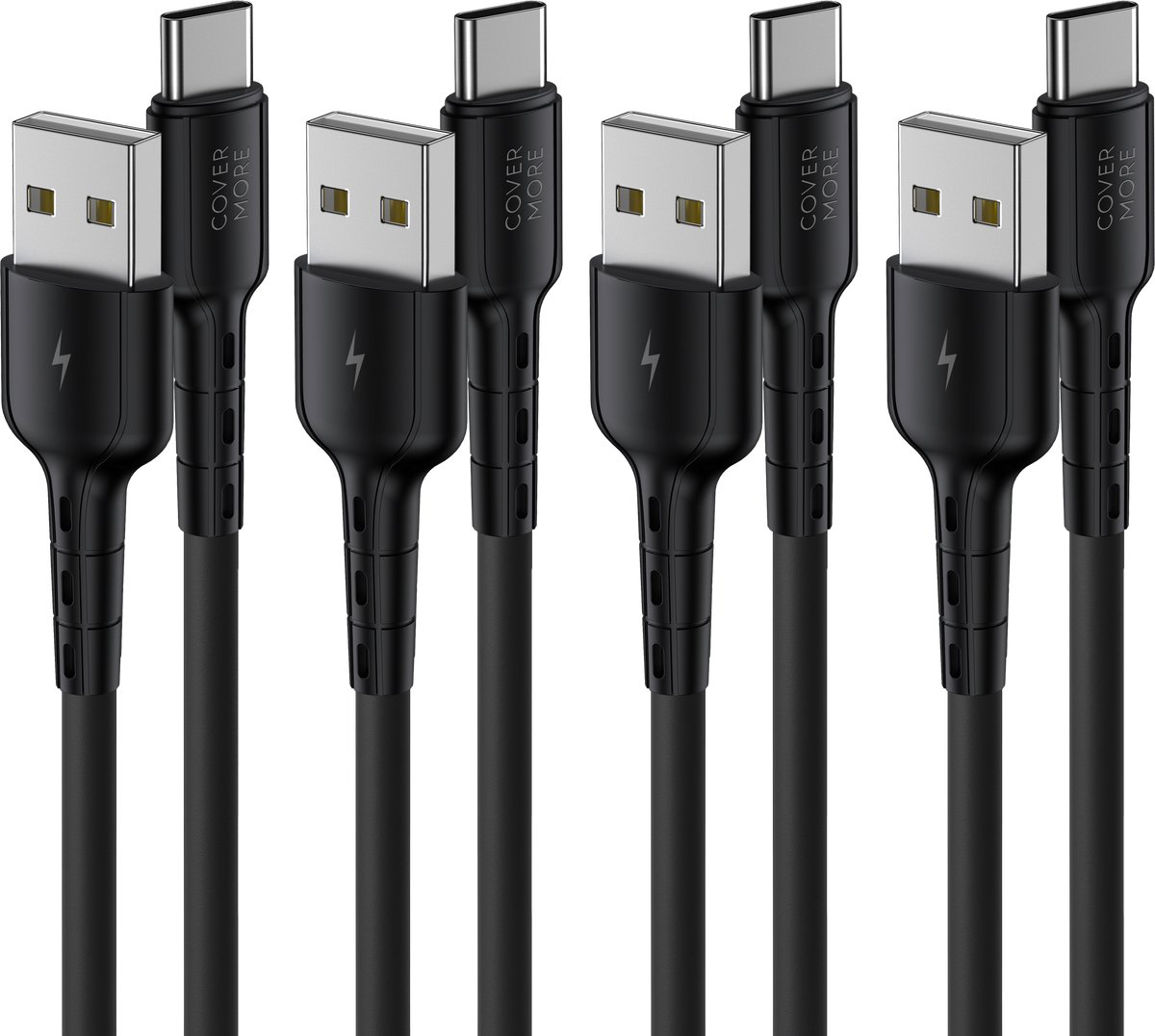 Usb C naar usb kabel - 1m - 4 stuks - Oplaad en data kabel - Zwart