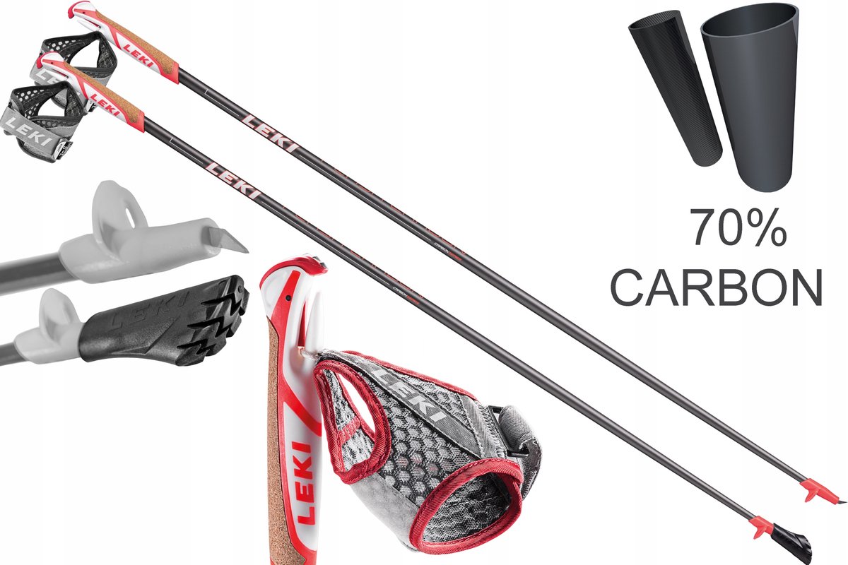 LEKI Flash Carbon Nordic Walking Stokken 130cm - Lichtgewicht & Comfort