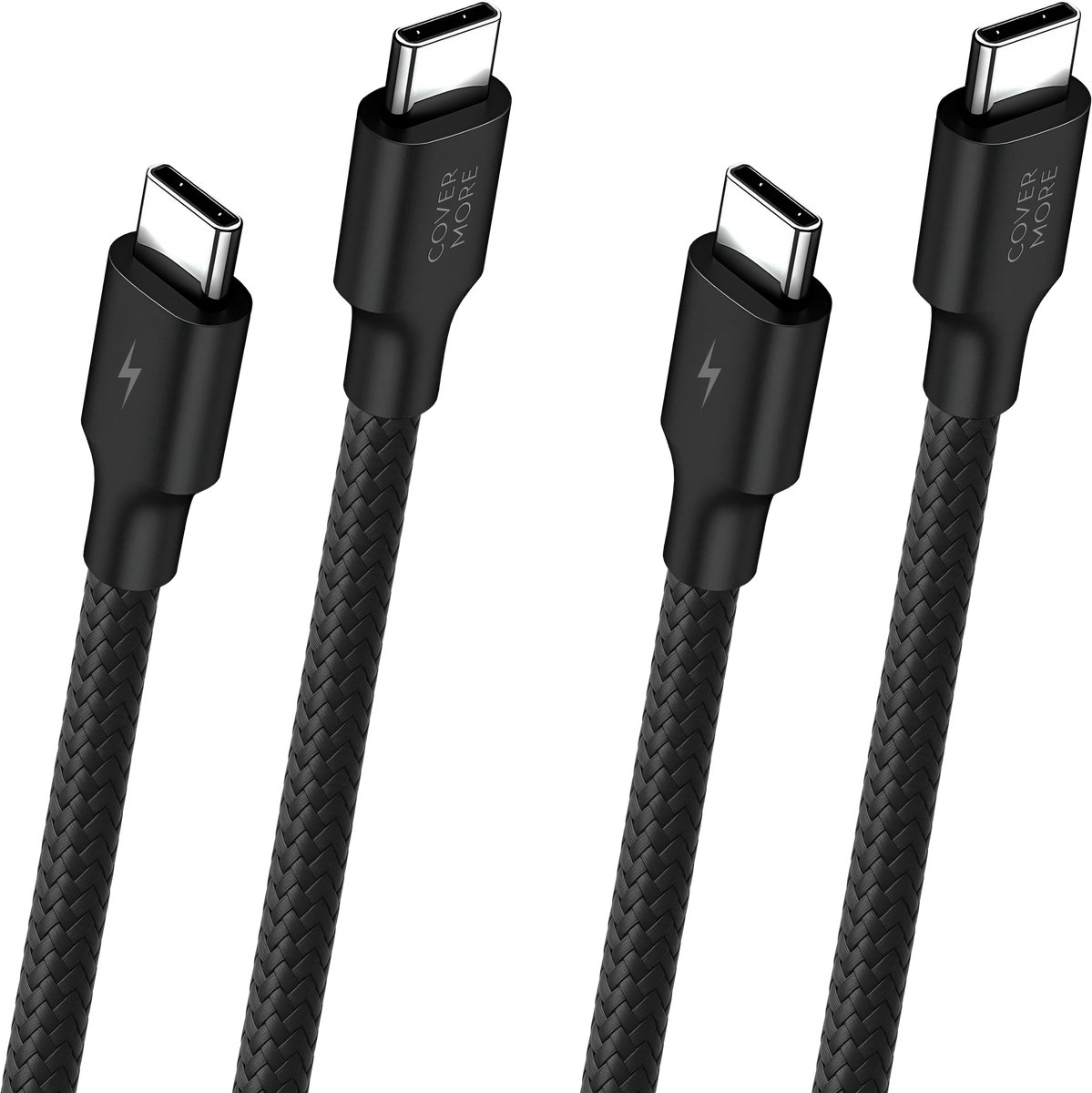 Usb C naar usb C kabel - 2 stuks - 1m - Stevig - Nylon - Zwart