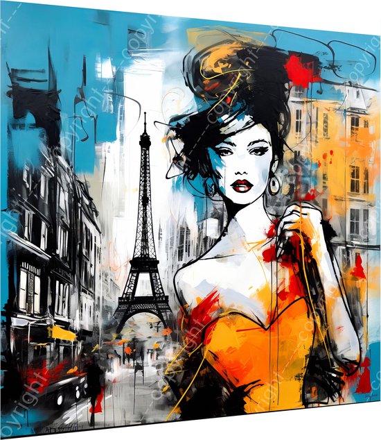 JJ-Art | Oudegracht à Utrecht aux Nederland en aspect peinture à l'huile | Vieux canal, ville | Tirage photo-peinture sur Dibond / Aluminium (décoration murale métal) | CHOISISSEZ VOTRE TAILLE