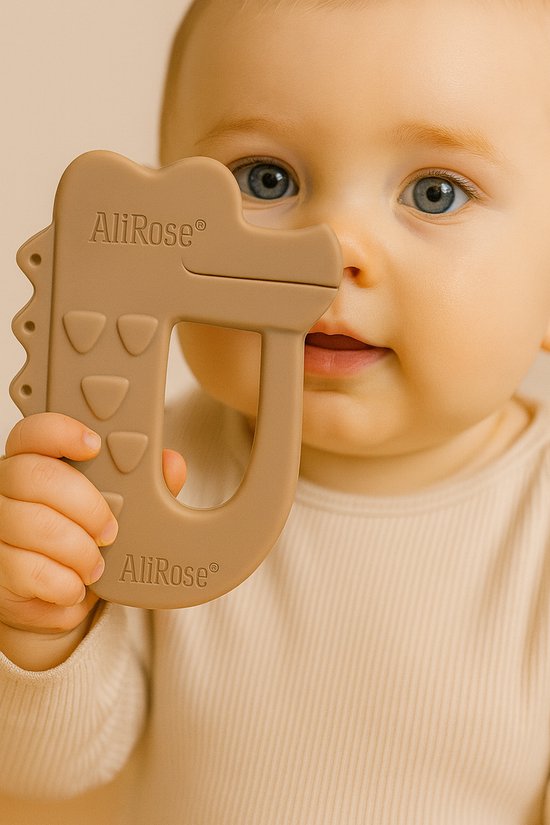 AliRose - Siliconen Bijtring - Krokodil - Teether - Dieren Collectie - BPA / PFAS vrij - 100% Siliconen - Baby - Speelgoed - Kind - BabyShower - Cadeau - Hypoallergene - Crocodile - Flexible Bijtring - Tandverzachtend - Verkoelend - Roze
