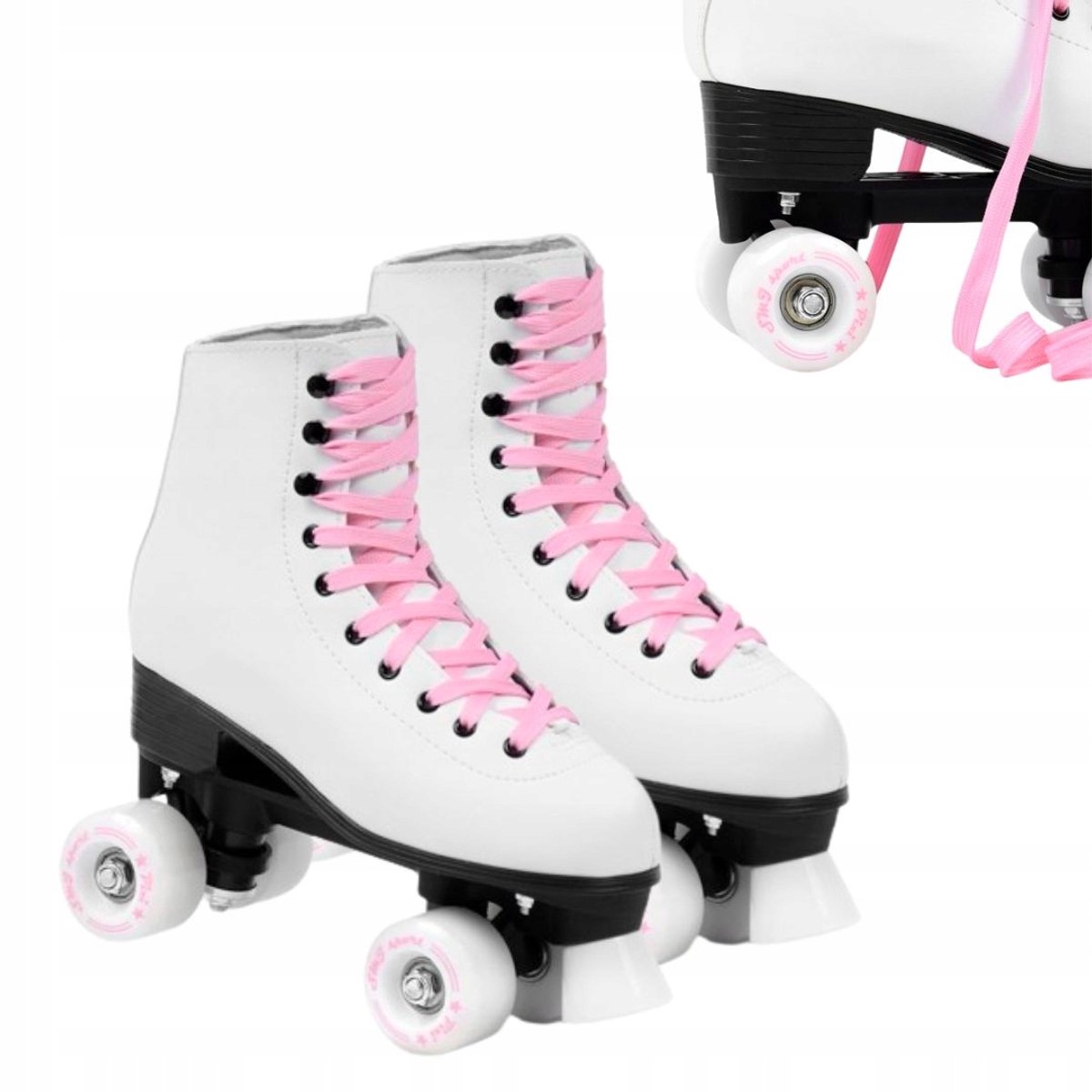 SMJ Sport Pixi Dames Skates - Maat 38 - Leer - Wit/Roze