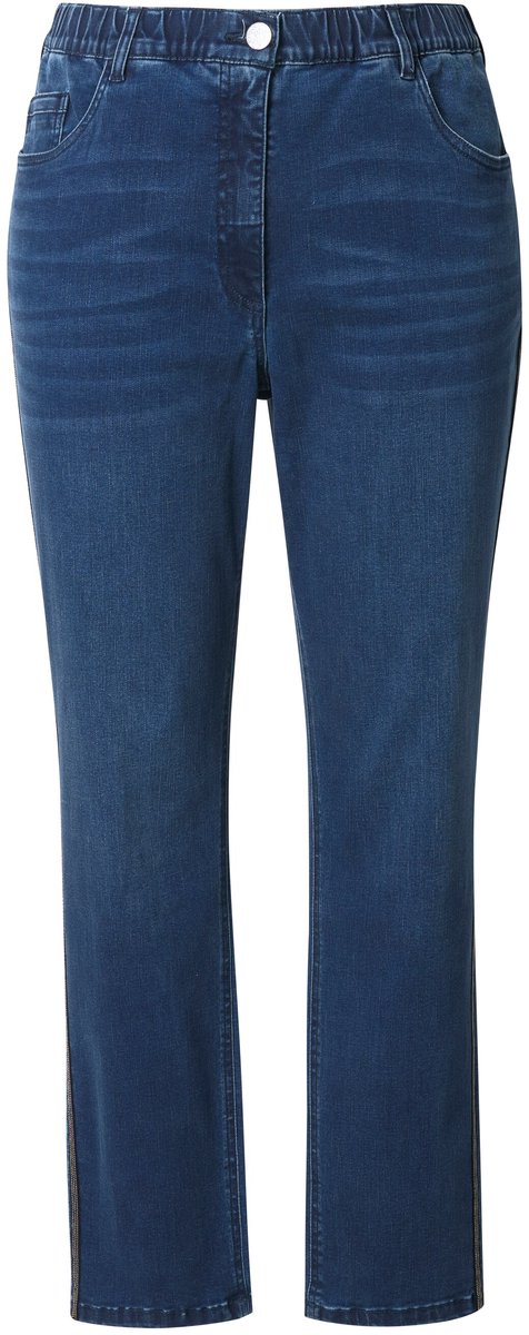 Ulla Popken - Dames - Jeans Mia siernaden stretchbroek comfortabele tailleband - Blauw denim - Maat 60