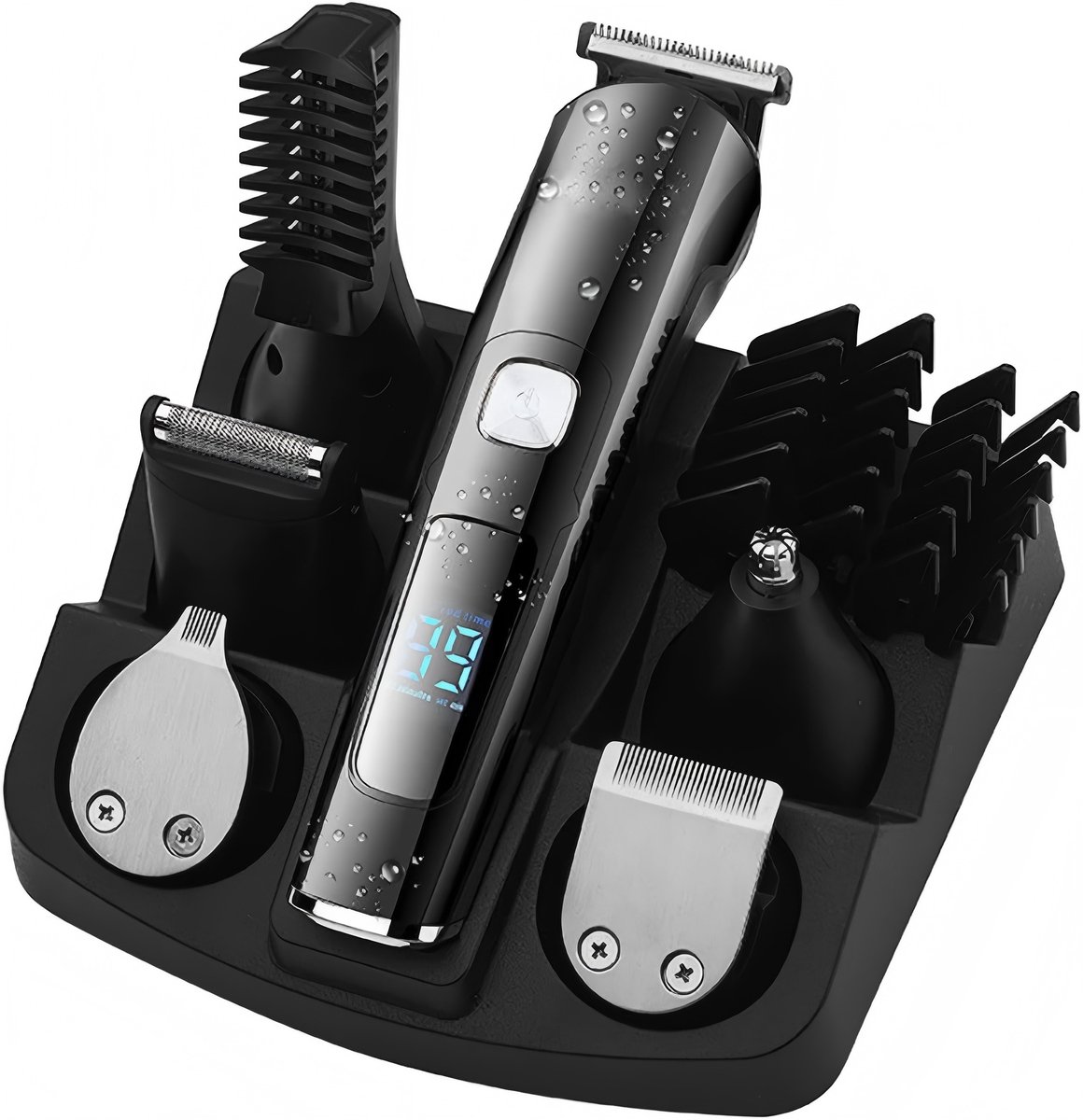 11-in-1 tondeuse voor mannen: baardtrimmer, neus-/lichaamshaartrimmer, waterdicht, verwisselbare koppen, USB-oplaadbaar, snijkopset
